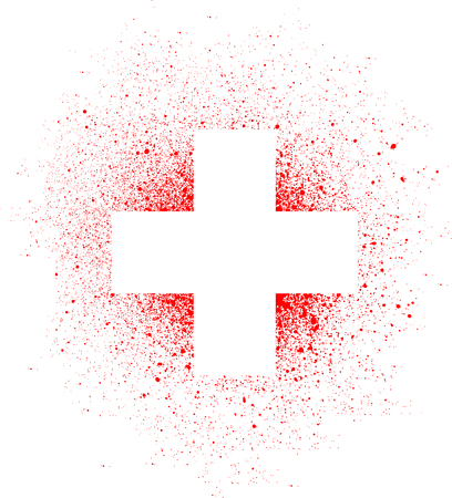 graffiti white cross spray design element in white on redのイラスト素材