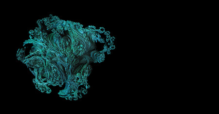 3d blue high detail abstract shape over blackの写真素材