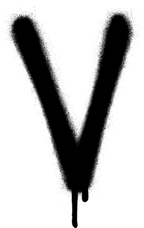 sprayed V font graffiti with leak in black over whiteのイラスト素材