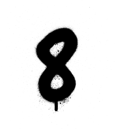 graffiti sprayed number 8 eight in black on whiteのイラスト素材