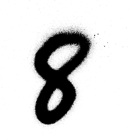 graffiti sprayed number 8 eight in black on whiteのイラスト素材
