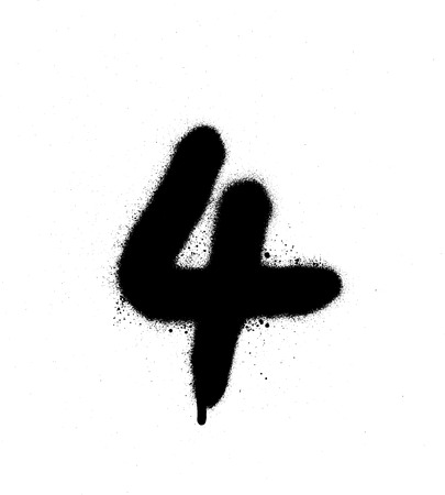 graffiti sprayed number 4 four in black on whiteのイラスト素材