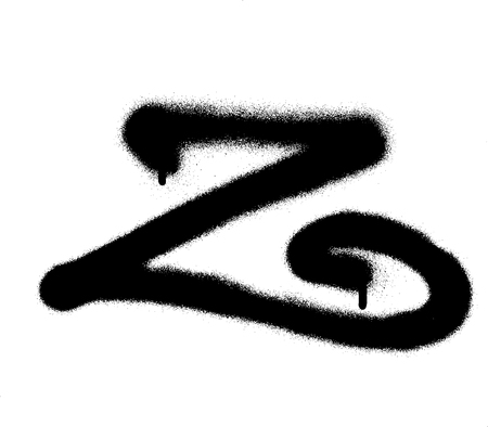 sprayed curly Z font graffiti with leak in black over whiteのイラスト素材
