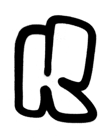 graffiti Bubble Font K in black on whiteのイラスト素材