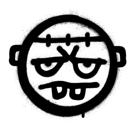 graffiti grumpy monster icon in black over whiteのイラスト素材