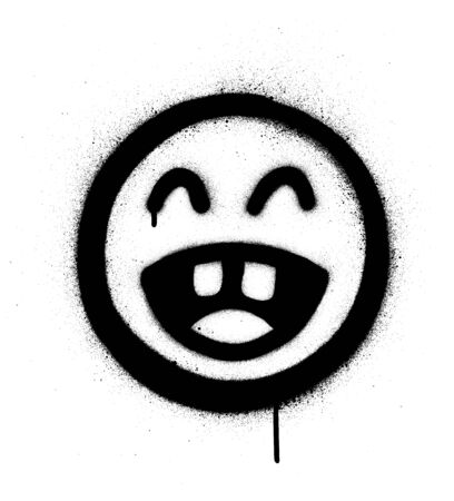 graffiti laughing out loud icon sprayed in black over whiteのイラスト素材