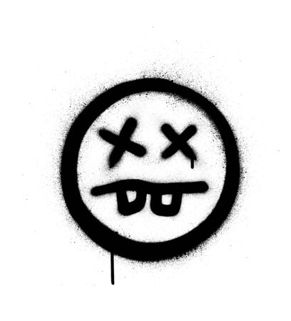 graffiti crazy sick icon sprayed in black over whiteのイラスト素材