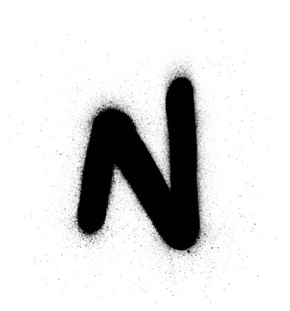 graffiti small fat N font sprayed in black over whiteのイラスト素材
