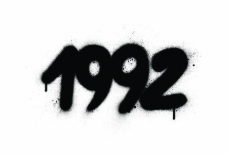graffiti 1992 date sprayed in black over whiteのイラスト素材
