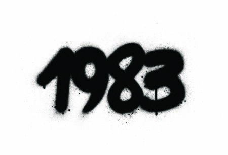 graffiti 1983 date sprayed in black over whiteのイラスト素材