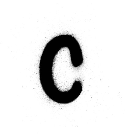 graffiti small fat C font sprayed in black over whiteのイラスト素材