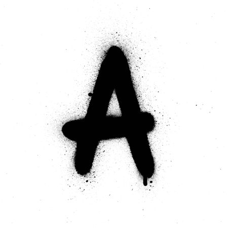 graffiti small fat A font sprayed in black over whiteのイラスト素材