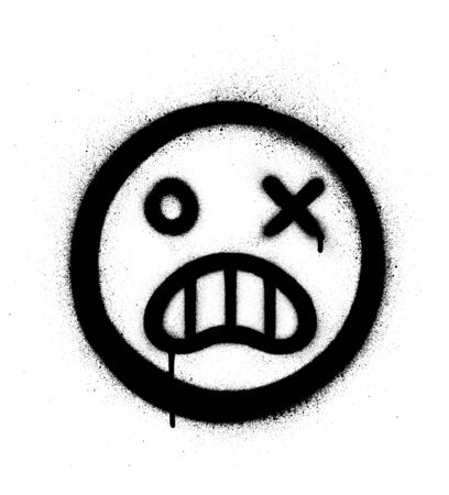 graffiti scared icon sprayed in black over whiteのイラスト素材