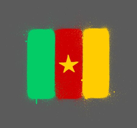graffti cameroon flag sprayed over grayのイラスト素材