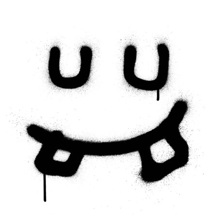 graffiti square silly icon sprayed in black over whiteのイラスト素材