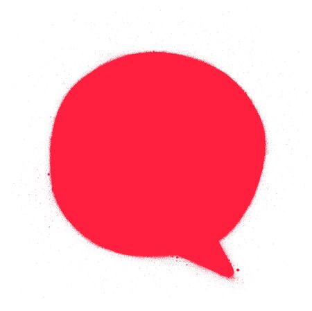 graffiti textballoon sprayed in red over white