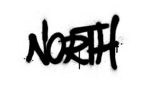 graffiti north word sprayed in black over whiteのイラスト素材