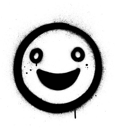 graffiti laughing happy icon sprayed in black over whiteのイラスト素材