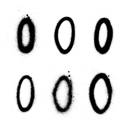 graffiti oval shape collection sprayed in black over whiteのイラスト素材