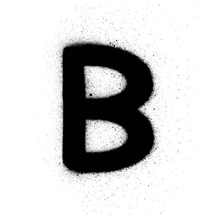 graffiti Russian cyrillic V font sprayed in black over whiteのイラスト素材