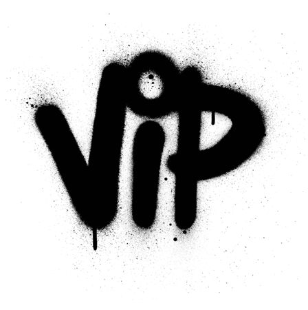 graffiti VIP abbreviation sprayed in black over whiteのイラスト素材