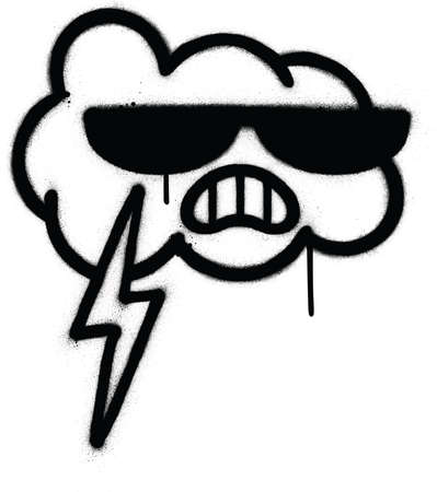 graffiti angry cloud sprayed in black over whiteの写真素材