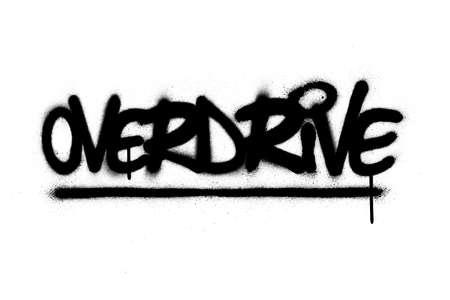 graffiti overdrive is sprayed in black over whiteの写真素材
