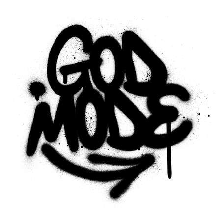graffiti god fashion text sprayed in black over whiteの写真素材