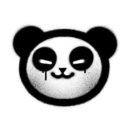 graffiti panda sprayed in black over whiteの写真素材