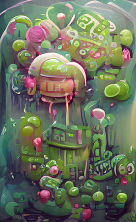 abstract art inspired collaboration with wombo artificial intelligenceの写真素材