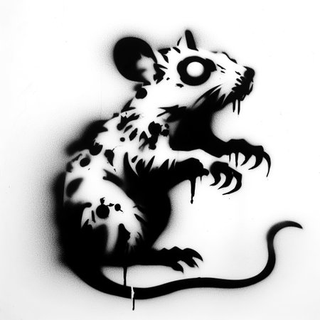 zombie gherbil graffiti stencil art sprayed in black over whiteの写真素材