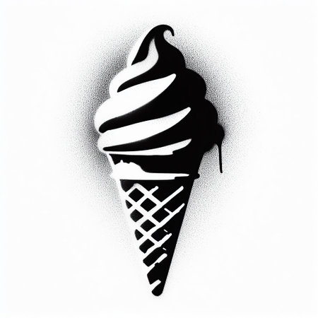 ice-cream graffiti stencil art sprayed in black over whiteの写真素材