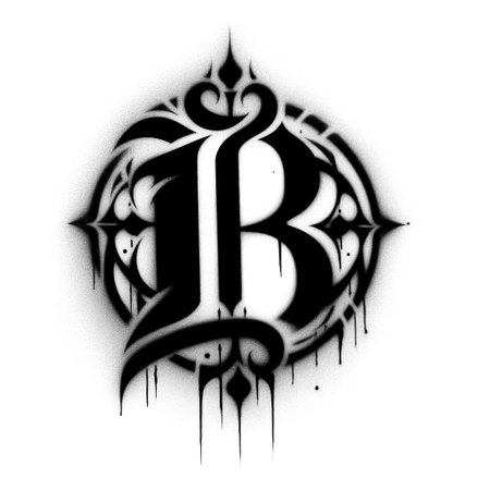 gothic B font graffiti stencil-art style,black and whiteの写真素材
