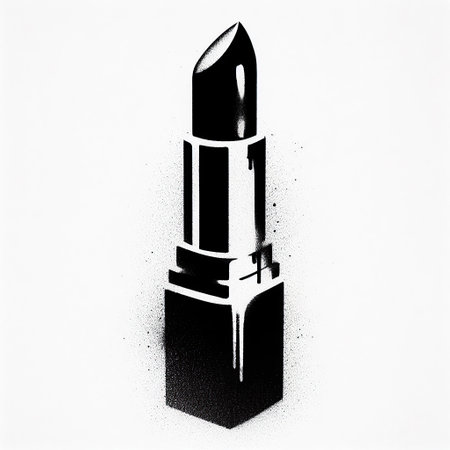lipstick graffiti stencil art sprayed in black over whiteの写真素材