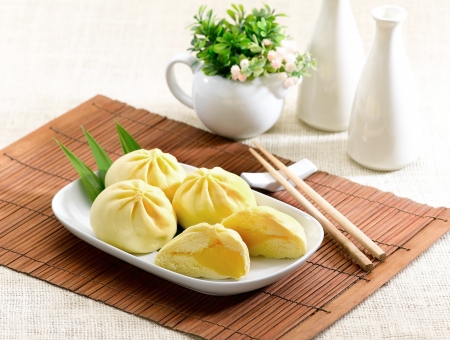 Dumpling with cream a great taste of Chinese food style の写真素材