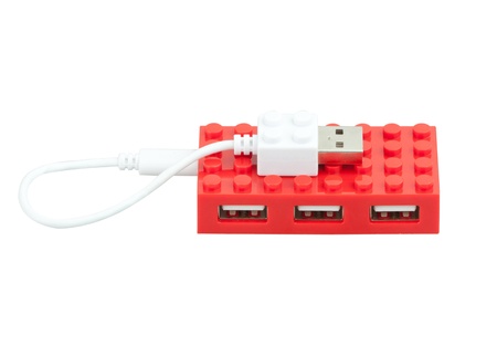 cute design of the USB hubs isolated on whiteの写真素材