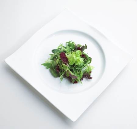 Green and hygiene salad vegetables ready made on dish の写真素材