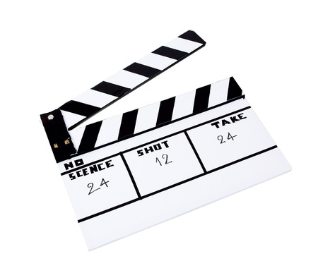 Slate clapboard for scene or movie shoot  isolated on whiteの写真素材