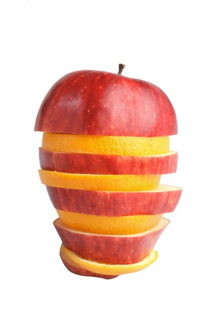 Apple and orange are better for health image display as conceptual artの写真素材