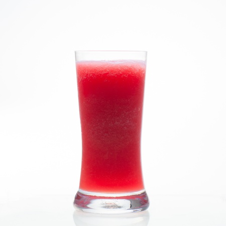 Watermelon shake in glass isolated on white backgroundの写真素材