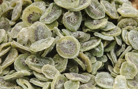 Dried slice pieces of kiwi isolatedの写真素材