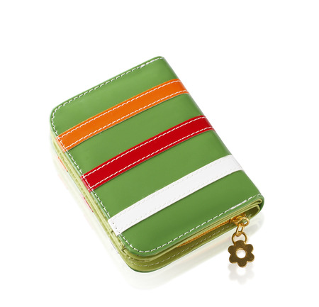 Colorful fashion lady wallet isolated on white backgroundの写真素材