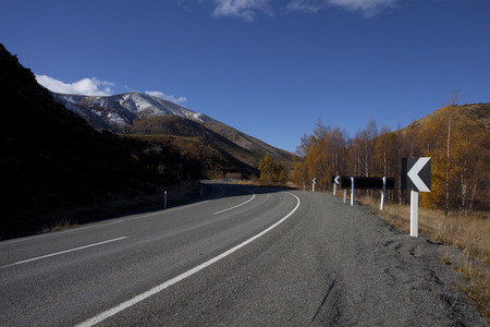 Asphalt highway road to Greymount, New Zealand 