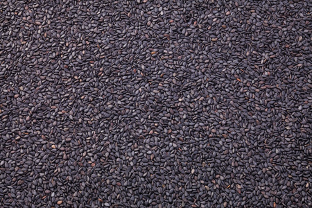 Black sesame seeds isolated on white background の写真素材