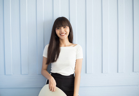 Thai girl enjoy and happy her lifestyle in holidayの写真素材