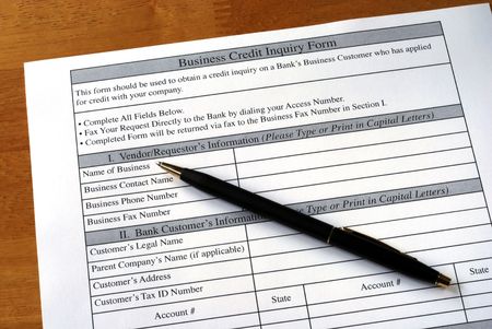 Make the business credit inquiry from the bankの写真素材
