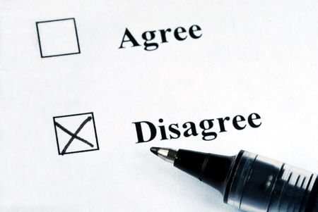 Select the Disagree option with a penの写真素材