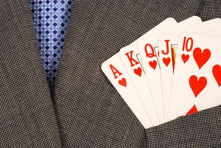 Royal flush from the poker cards concepts of winning in the businessの写真素材