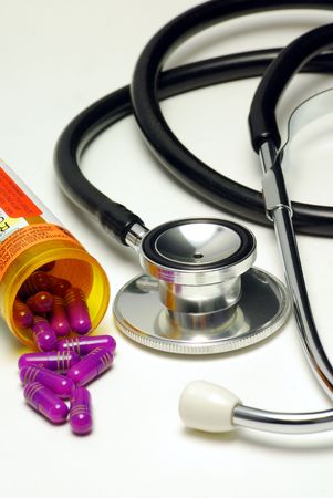 A stethoscope with medicine concepts of medical treatmentの写真素材