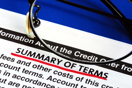 Summary of terms in a credit card offerの写真素材